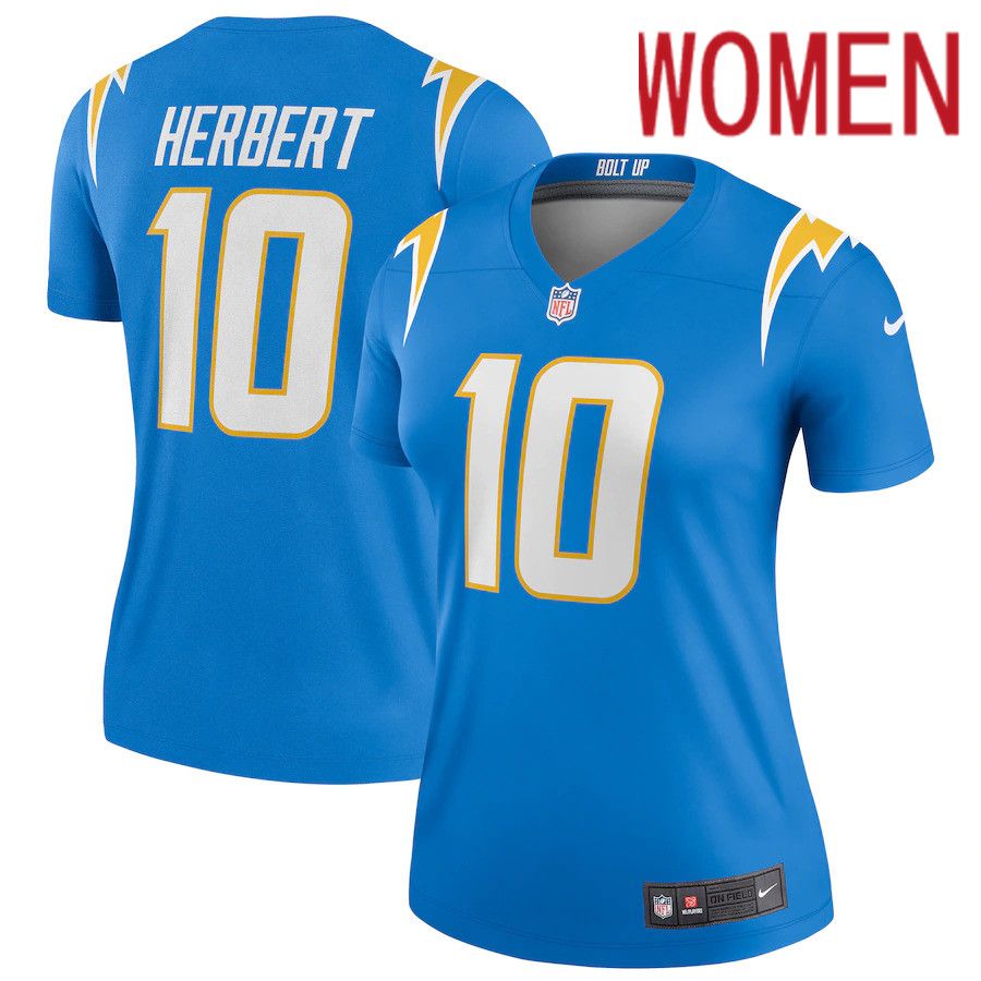 Women Los Angeles Chargers 10 Justin Herbert Nike Powder Blue Legend NFL Jersey